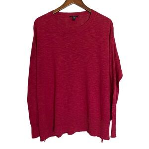 Eileen Fisher Linen Blend Red Sweater Large Oversized Boxy Organic